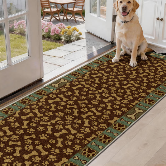 Floor Runners for Dogs Washable & Joint-Friendly Dense Loop Pile Carpet Runners, Brown Paws