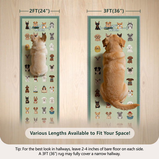 Floor Runners for Dogs Washable & Joint-Friendly Dense Loop Pile Carpet Runners, Pups Green