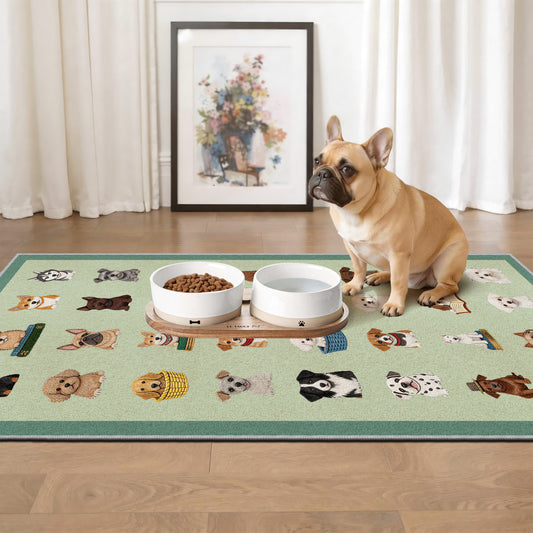 Floor Runners for Dogs,Washable & Joint-Friendly Dense Loop Pile Carpet Runners for Hallway, Kitchen, Indoor Entryway, Laundry, Pups Green