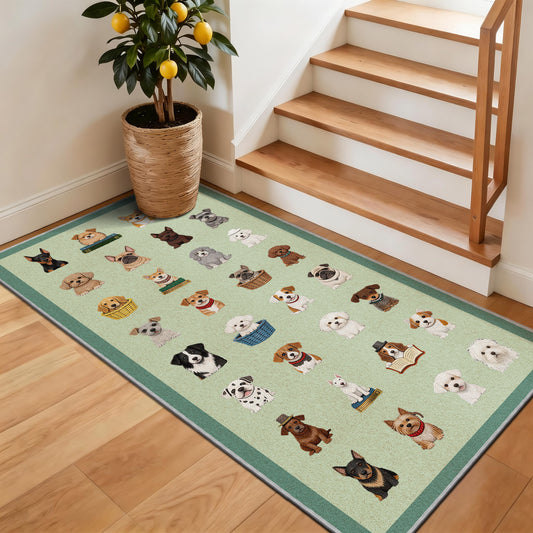 Floor Runners for Dogs,Washable & Joint-Friendly Dense Loop Pile Carpet Runners for Hallway, Kitchen, Indoor Entryway, Laundry, Pups Green
