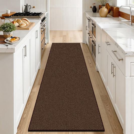 Floor Runners for Dogs,Washable & Joint-Friendly Dense Loop Pile Carpet Runners for Hallway, Kitchen, Indoor Entryway, Laundry, Textured Brown