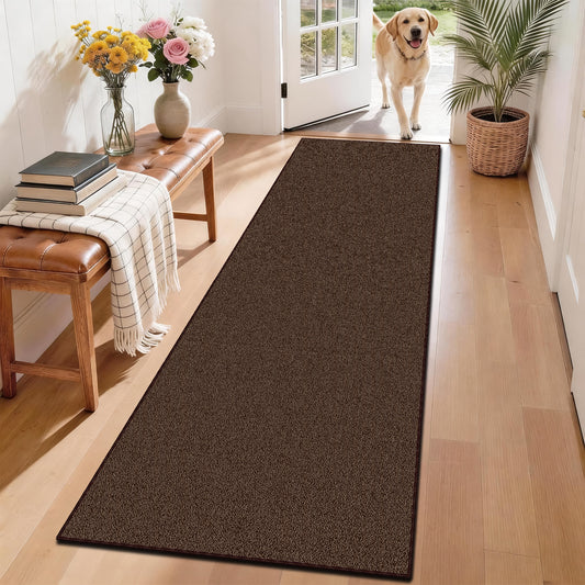 Floor Runners for Dogs,Washable & Joint-Friendly Dense Loop Pile Carpet Runners for Hallway, Kitchen, Indoor Entryway, Laundry, Textured Brown